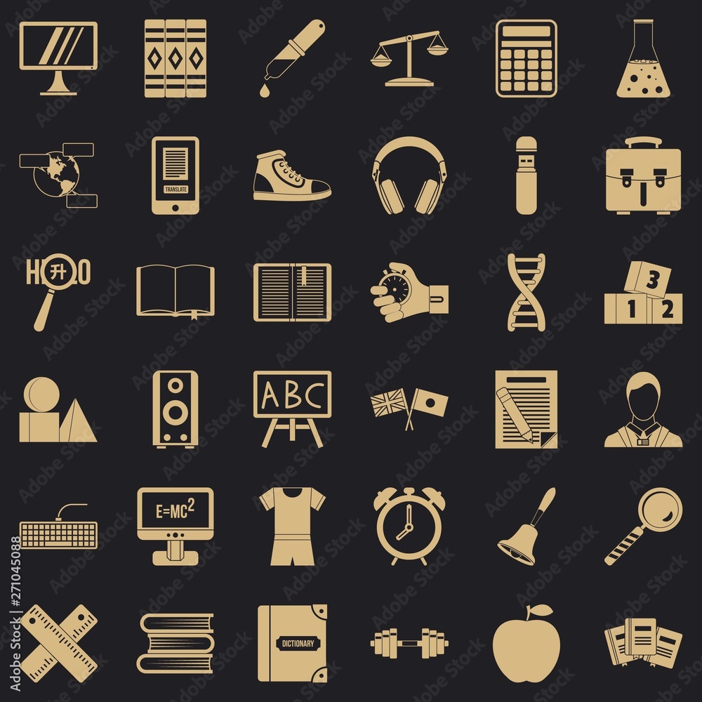 Poster blackboard icons set. simple style of 36 blackboard vector icons for web for any design