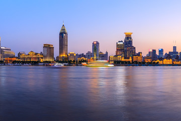 Fototapeta na wymiar Beautiful city skyline night scene at the Bund,Shanghai