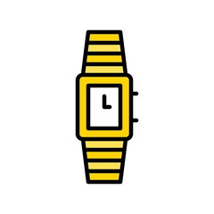 Watch vector icon, filled style editable outline