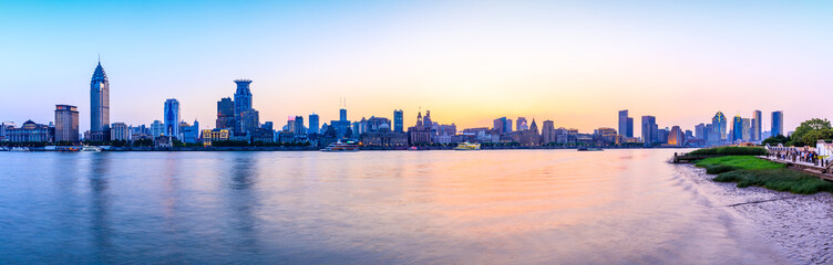 Beautiful city skyline night scene at the Bund,Shanghai