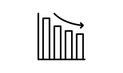 Graph chart down icon. Down arrow symbol. Flat Vector illustration. - Vector 