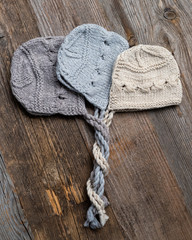 set of tender knitted hats for newborn