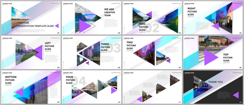 Minimal presentations design, portfolio vector templates with triangles and triangular elements. Multipurpose template for presentation slide, flyer leaflet, brochure cover, report, advertising.