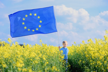 Little boy with the European Union flag
