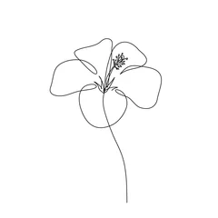 Fototapeten abstract hibiscus flower. Continuous line drawing. Minimalist botanic art © ColorValley