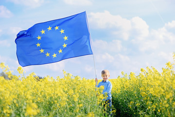 Little boy with the European Union flag
