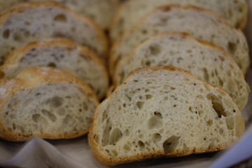 Close up bread and pastry in the bamboo basket