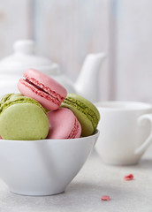 Pink and green macaroons