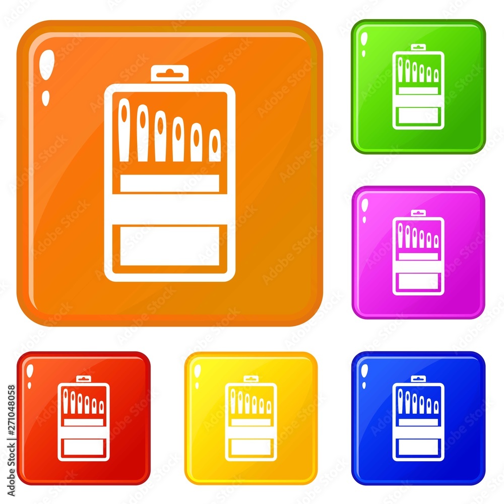 Aufkleber set of needles icons set collection vector 6 color isolated on white background