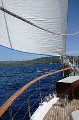 Obraz premium Goélette turque navigant de Bodrum aux criques du golfe de Gokova (Turquie)