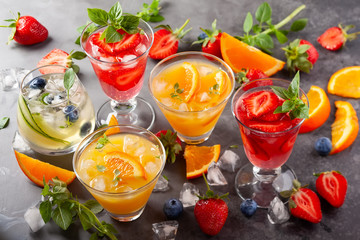 Assortment summer non-alcoholic cocktails.