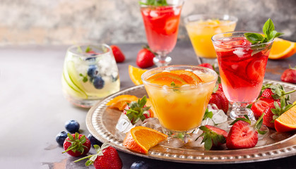 Assortment summer non-alcoholic cocktails.