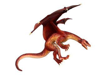Fototapeta premium 3D Rendering Fairy Tale Dragon on White