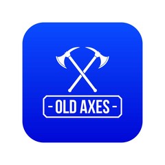 Old axe icon blue vector isolated on white background