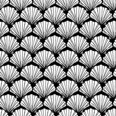 Vector black and white seashells repeat pattern. Suitable for gift wrap, textile and wallpaper.