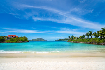 Fototapeta na wymiar View of Eden Island Mahe Seychelles at sunny weather