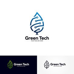 green tech logo designs template, creative technology logo symbol