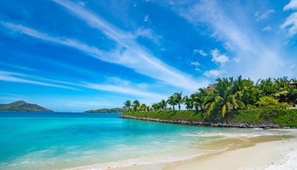 Obraz na płótnie Canvas View of Eden Island Mahe Seychelles at sunny weather