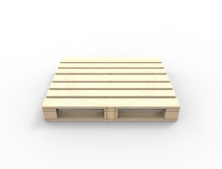 3D rendering of wooden pallets isolated in white background.