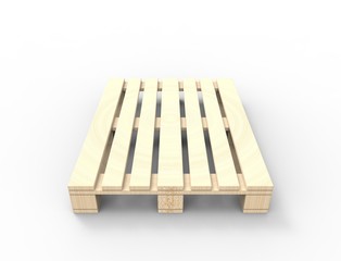 3D rendering of wooden pallets isolated in white background.