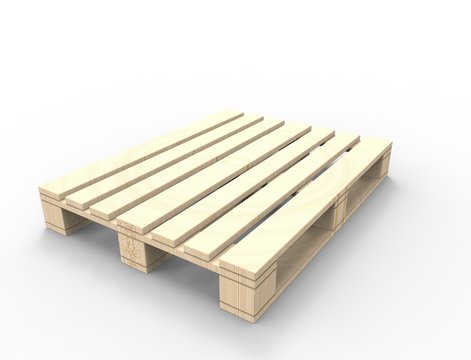 3D rendering of wooden pallets isolated in white background.