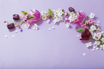 spring flowers on paper background