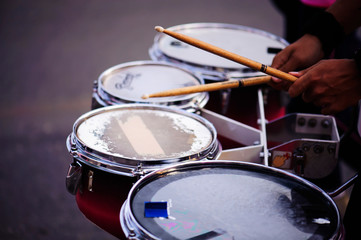 Drummer marching in Annual sports event parade