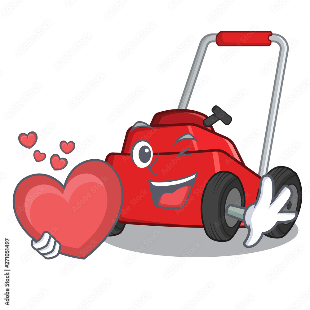 Sticker With heart lawnmower toys in the character shape