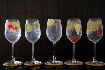 gin and tonic in wine glass at restaurant