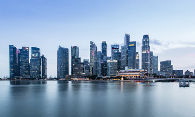 SINGAPORE-JUN 07 2017:Singapore Marina bay city core area skyline night