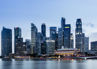SINGAPORE-JUN 07 2017:Singapore Marina bay city core area skyline night