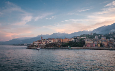 Fototapeta premium Evening light on the old port at Bastia In Corsica