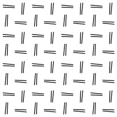 Minimalist design for printing on fabric, textiles. Geometric motif. One color - white on black. Seamless pattern. Vector illustration