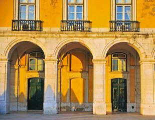 Colorful building on Commerce square, Lisbon