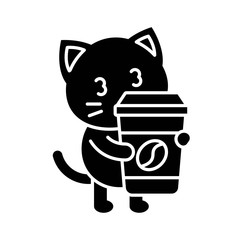 Cute Cat avatar vector illustration, solid icon