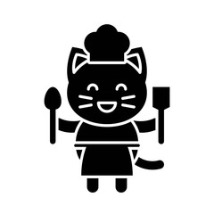 Cute Cat avatar vector illustration, solid icon