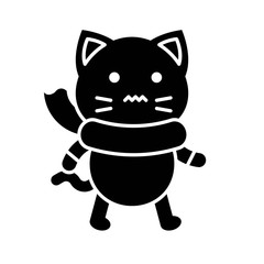 Cute Cat avatar vector illustration, solid icon
