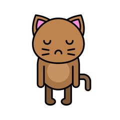 Cute Cat avatar vector illustration, filled icon editable stroke