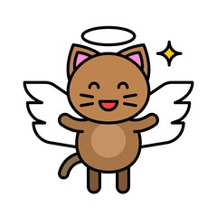 Cute Cat avatar vector illustration, filled icon editable stroke