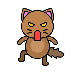 Cute Cat avatar vector illustration, filled icon editable stroke