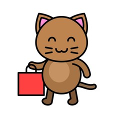 Cute Cat avatar vector illustration, filled icon editable stroke