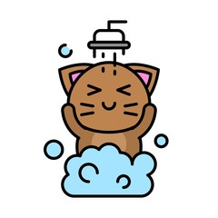 Cute Cat avatar vector illustration, filled icon editable stroke