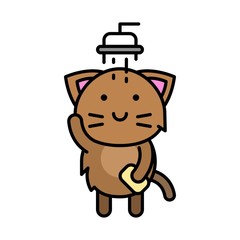 Cute Cat avatar vector illustration, filled icon editable stroke