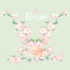 Beautiful watercolor flowers for your design and greeting cards for the holiday