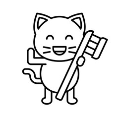 Cute Cat avatar vector illustration, line icon editable stroke