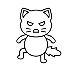 Cute Cat avatar vector illustration, line icon editable stroke