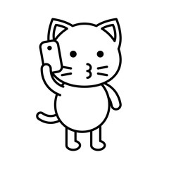 Obraz na płótnie Canvas Cute Cat avatar vector illustration, line icon editable stroke