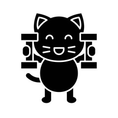 Cute Cat avatar vector illustration, solid icon