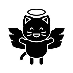 Cute Cat avatar vector illustration, solid icon