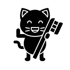 Cute Cat avatar vector illustration, solid icon